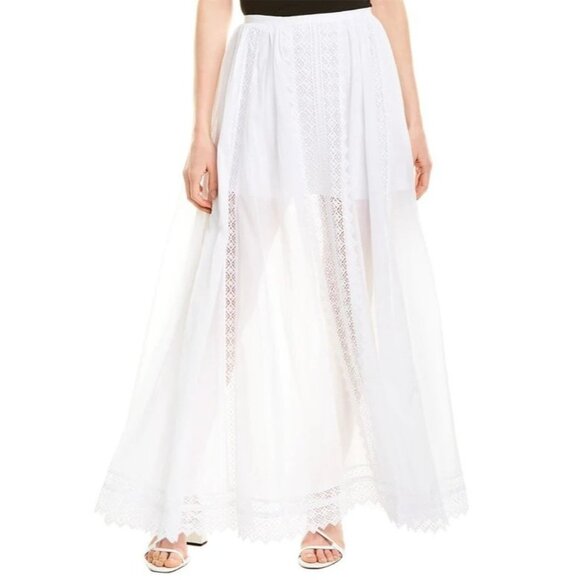 Charo Ruiz NWT Sheer Lace Maxi Skirt White Long Vega Panel Medium - Picture 1 of 7